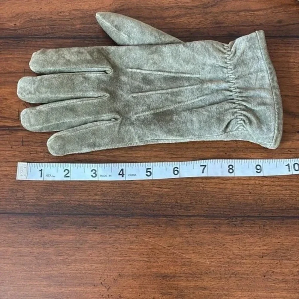 ARIS Women XL‎ Vintage Sage Green Genuine Suede Leather Gloves Feminine Winter